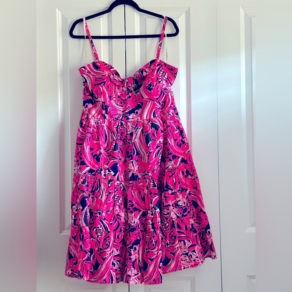 Lilly Pulitzer Adalia Knee Length Cotton Dress Size 16 NWT - Picture 3 of 4